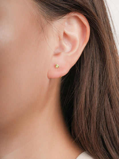 August Birthstone Mini Hoop Earrings Peridot 18K Gold (1) – Mondays Made Flower & Birthstone Jewelry Singapore