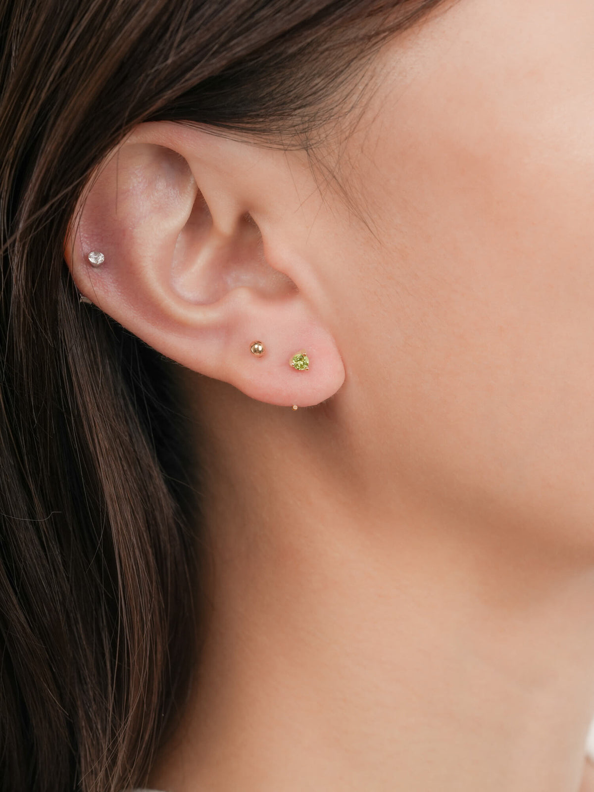 August Birthstone Mini Hoop Earrings Peridot 18K Gold (2) – Mondays Made Flower & Birthstone Jewelry Singapore