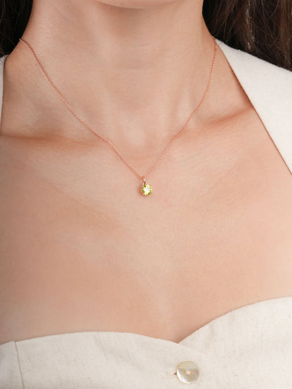 August Birthstone Necklace Peridot 18K Rose Gold (2) – Mondays Made Flower & Birthstone Jewelry Singapore