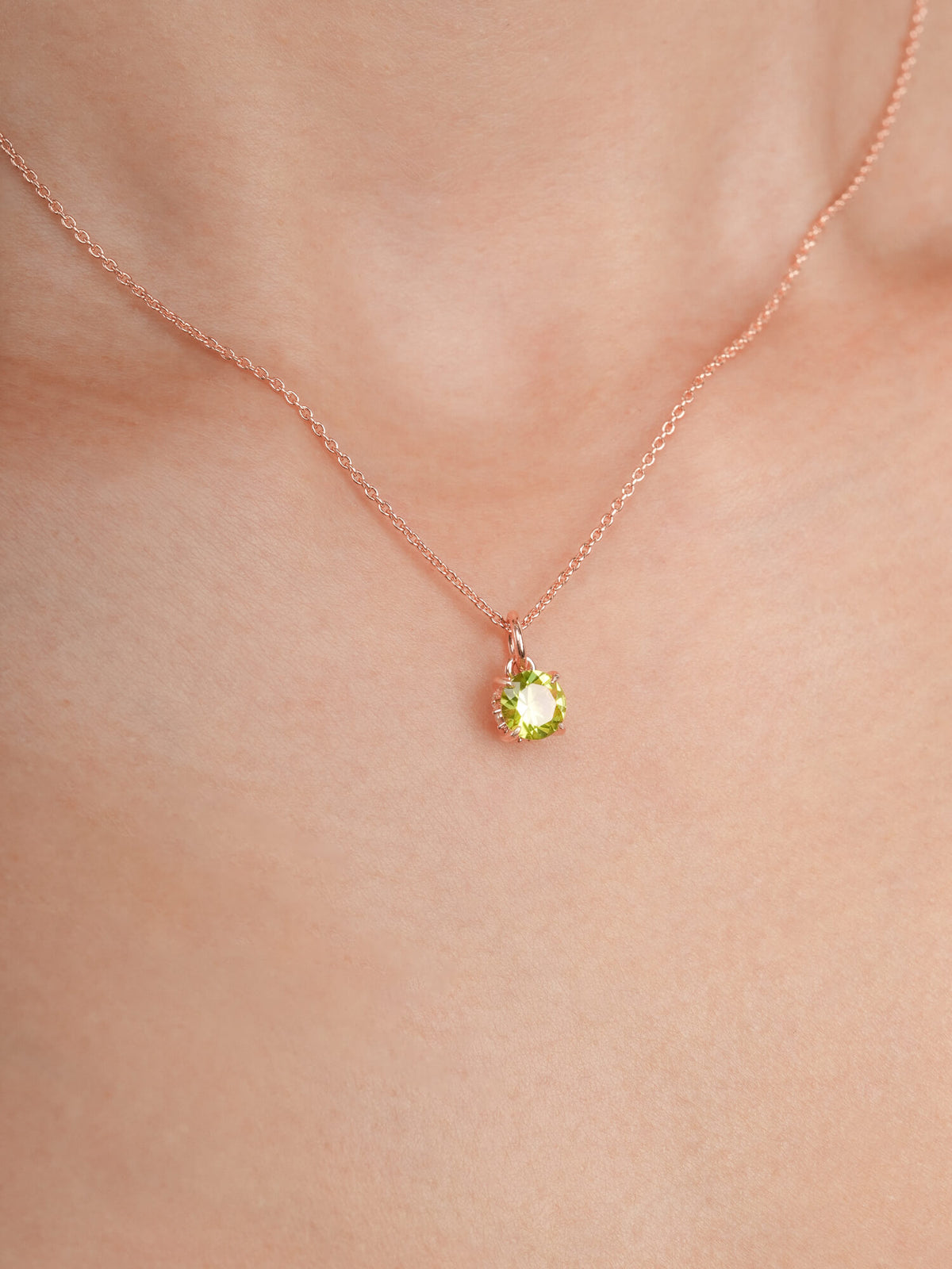 August Birthstone Necklace Peridot 18K Rose Gold (3) – Mondays Made Flower & Birthstone Jewelry Singapore