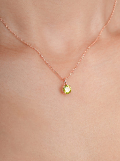August Birthstone Necklace Peridot 18K Rose Gold (3) – Mondays Made Flower & Birthstone Jewelry Singapore