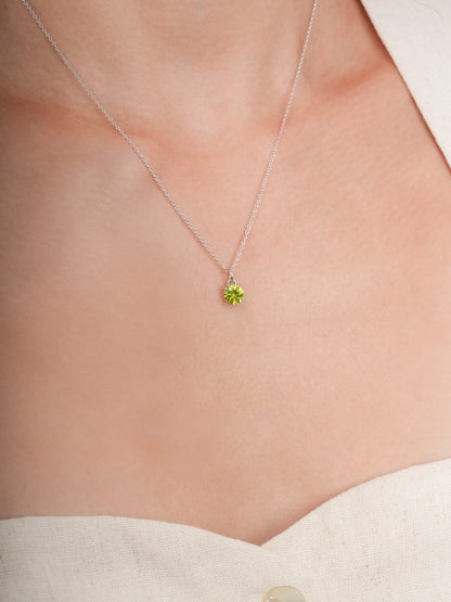August Birthstone Necklace Peridot S925 Silver Rhodium (2) – Mondays Made Flower & Birthstone Jewelry Singapore