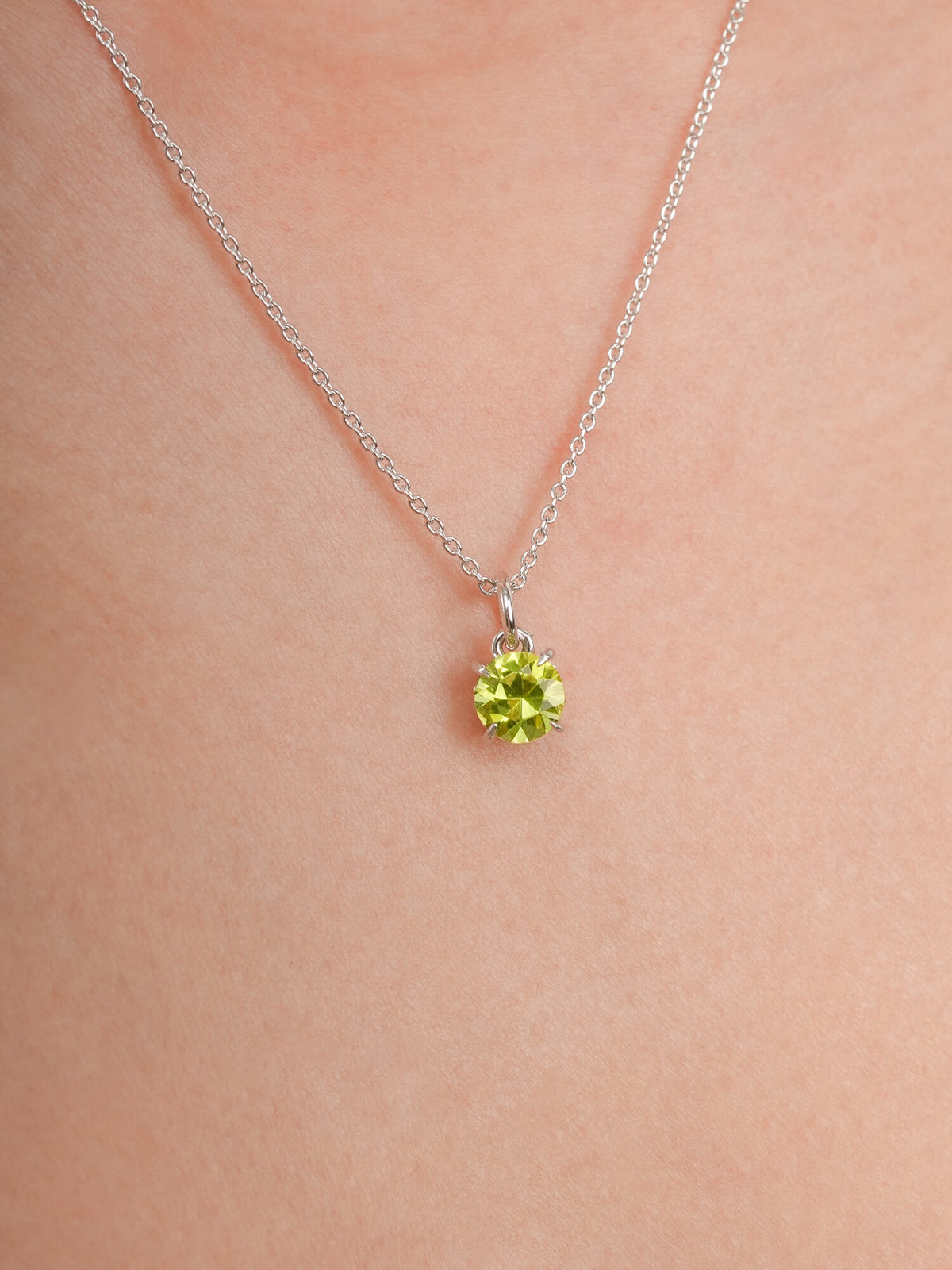 August Birthstone Necklace Peridot S925 Silver Rhodium (3) – Mondays Made Flower & Birthstone Jewelry Singapore