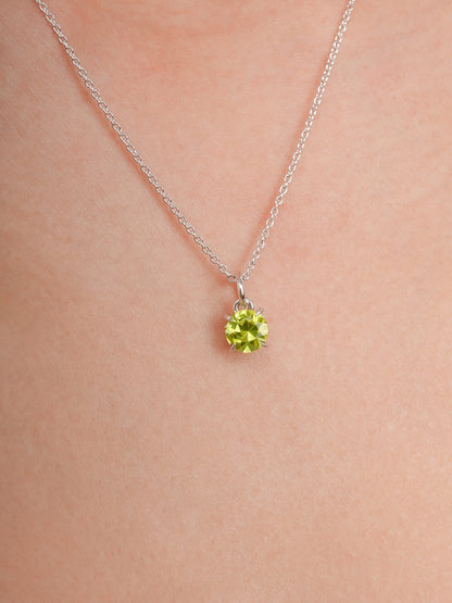 August Birthstone Necklace Peridot S925 Silver Rhodium (3) – Mondays Made Flower & Birthstone Jewelry Singapore