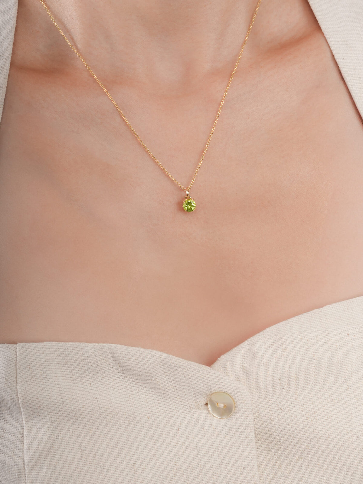 August Birthstone Necklace Peridot 18K Gold (3) – Mondays Made Flower & Birthstone Jewelry Singapore