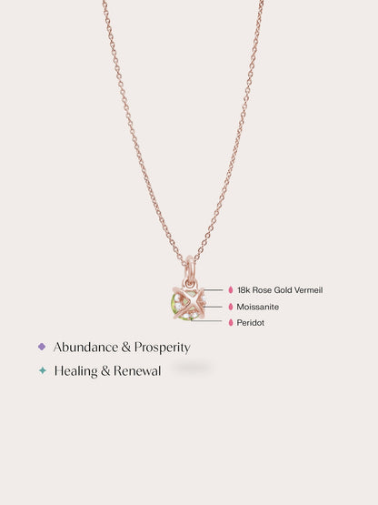 August Birthstone Necklace Peridot 18K Rose Gold (4) – Mondays Made Flower & Birthstone Jewelry Singapore