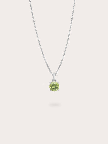 August Birthstone Necklace Peridot S925 Silver Rhodium (1) – Mondays Made Flower & Birthstone Jewelry Singapore