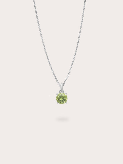 August Birthstone Necklace Peridot S925 Silver Rhodium (1) – Mondays Made Flower & Birthstone Jewelry Singapore