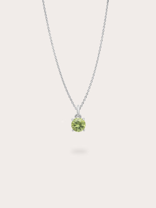 August Birthstone Necklace Peridot S925 Silver Rhodium (1) – Mondays Made Flower & Birthstone Jewelry Singapore