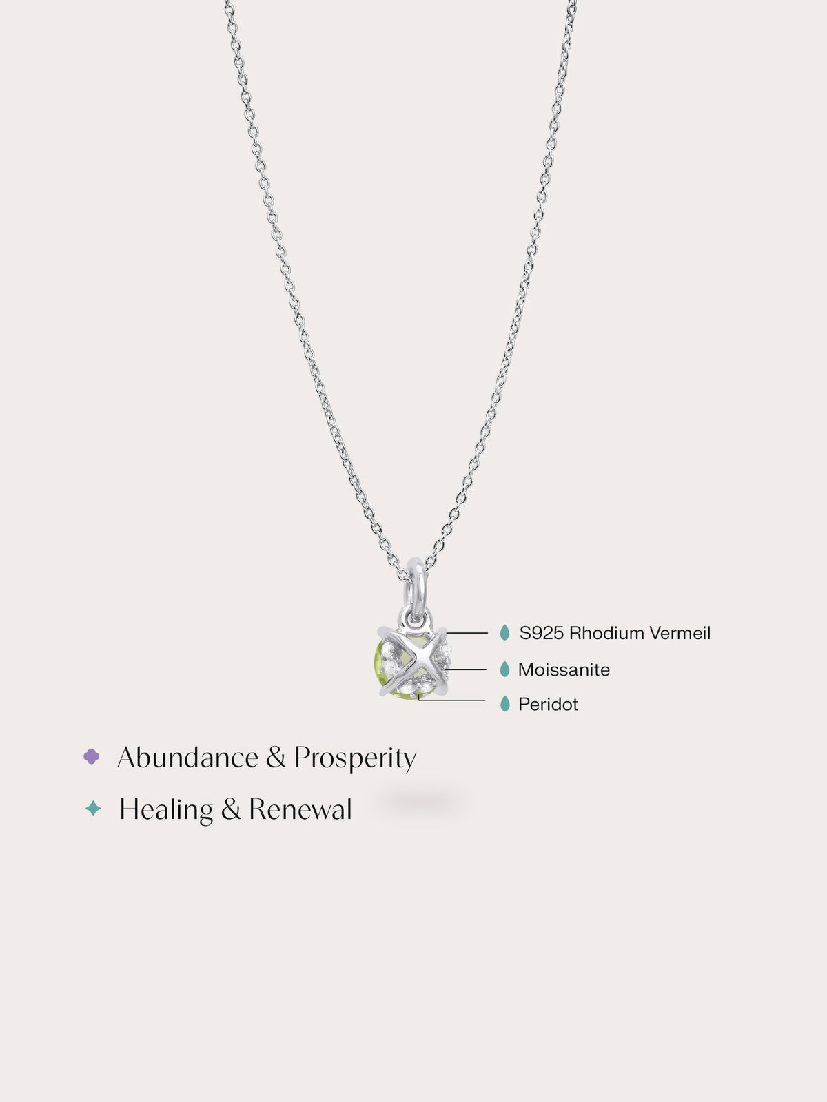 August Birthstone Necklace Peridot S925 Silver Rhodium (4) – Mondays Made Flower & Birthstone Jewelry Singapore