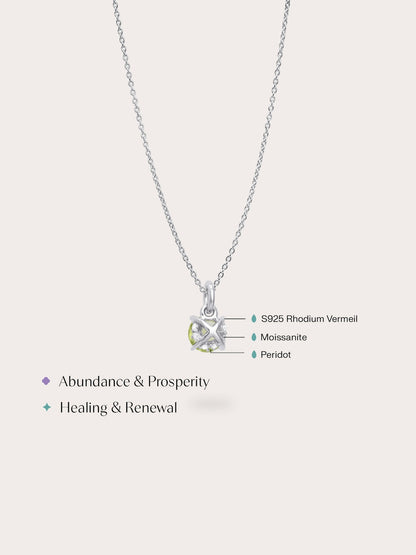 August Birthstone Necklace Peridot S925 Silver Rhodium (4) – Mondays Made Flower & Birthstone Jewelry Singapore