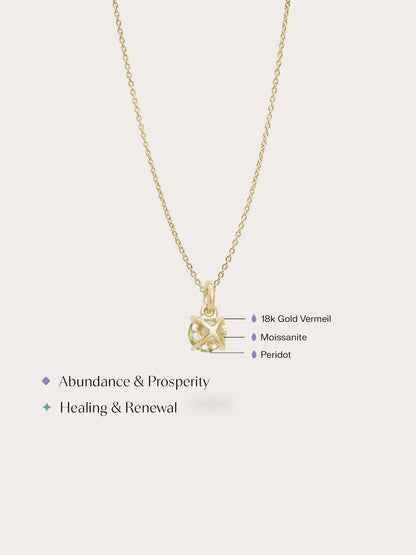 August Birthstone Necklace Peridot 18K Gold (4) – Mondays Made Flower & Birthstone Jewelry Singapore