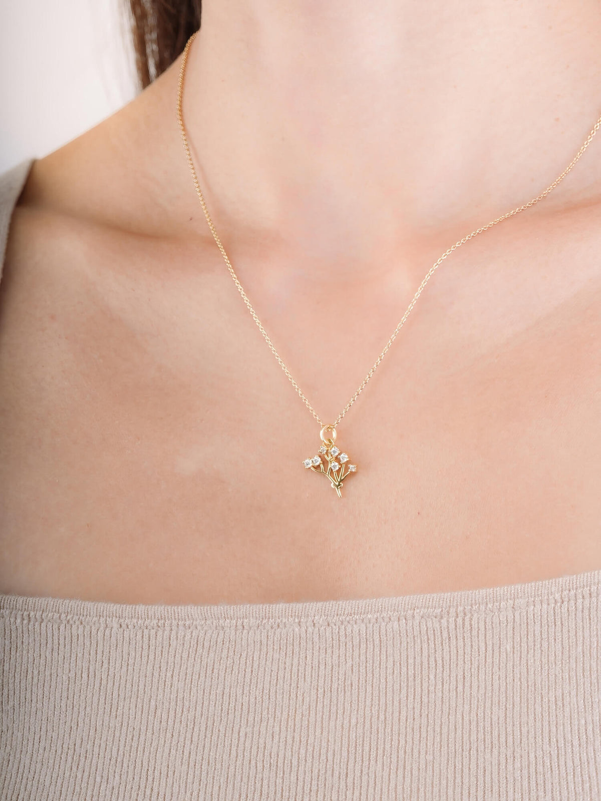 Baby Breath Necklace 18K Gold (3) – Mondays Made Flower & Birthstone Jewelry Singapore