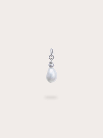 Baroque Pearl Drop Charm S925 Silver Rhodium (1) – Mondays Made Flower & Birthstone Jewelry Singapore