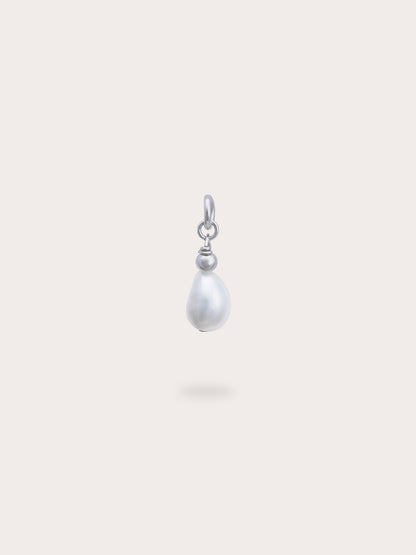 Baroque Pearl Drop Charm S925 Silver Rhodium (1) – Mondays Made Flower & Birthstone Jewelry Singapore