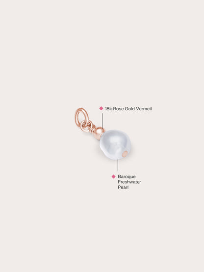 Baroque Pearl Drop Charm 18K Rose Gold (4) – Mondays Made Flower & Birthstone Jewelry Singapore