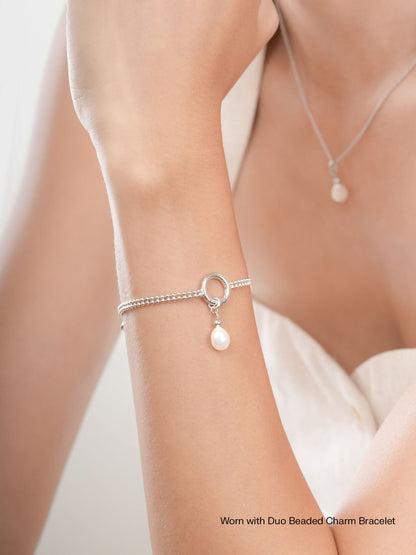Baroque Pearl Drop Charm S925 Silver Rhodium (2) – Mondays Made Flower & Birthstone Jewelry Singapore