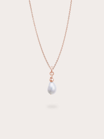Baroque Pearl Drop Necklace 18K Rose Gold (1) – Mondays Made Flower & Birthstone Jewelry Singapore