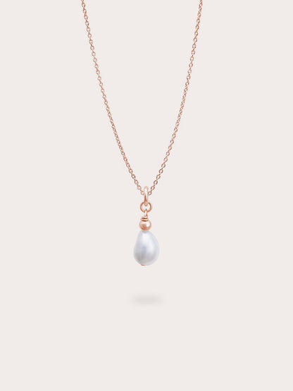 Baroque Pearl Drop Necklace 18K Rose Gold (1) – Mondays Made Flower & Birthstone Jewelry Singapore