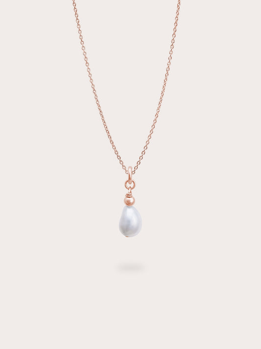 Baroque Pearl Drop Necklace 18K Rose Gold (1) – Mondays Made Flower & Birthstone Jewelry Singapore