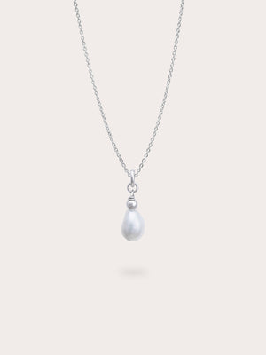 Baroque Pearl Drop Necklace S925 Silver Rhodium (1) – Mondays Made Flower & Birthstone Jewelry Singapore