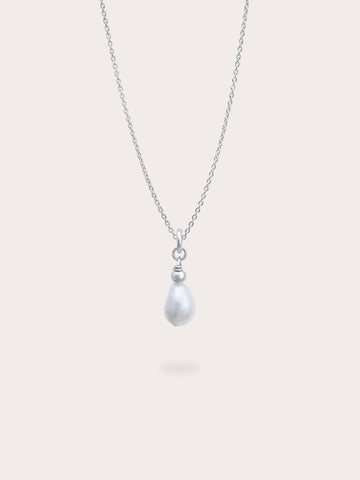 Baroque Pearl Drop Necklace S925 Silver Rhodium (1) – Mondays Made Flower & Birthstone Jewelry Singapore