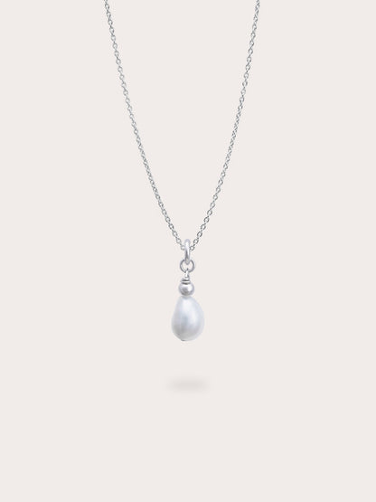 Baroque Pearl Drop Necklace S925 Silver Rhodium (1) – Mondays Made Flower & Birthstone Jewelry Singapore