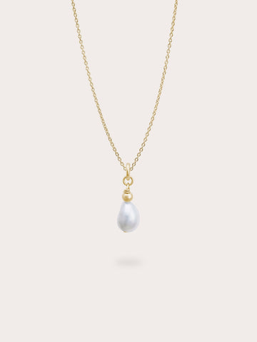 Baroque Pearl Drop Necklace 18K Gold (1) – Mondays Made Flower & Birthstone Jewelry Singapore