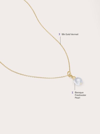 Baroque Pearl Drop Necklace 18K Gold (4) – Mondays Made Flower & Birthstone Jewelry Singapore