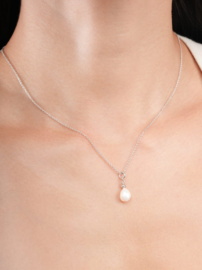 Baroque Pearl Drop Necklace S925 Silver Rhodium (3) – Mondays Made Flower & Birthstone Jewelry Singapore