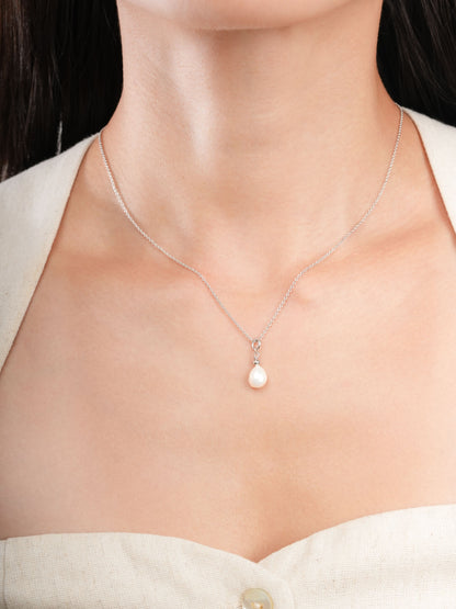 Baroque Pearl Drop Necklace S925 Silver Rhodium (5) – Mondays Made Flower & Birthstone Jewelry Singapore