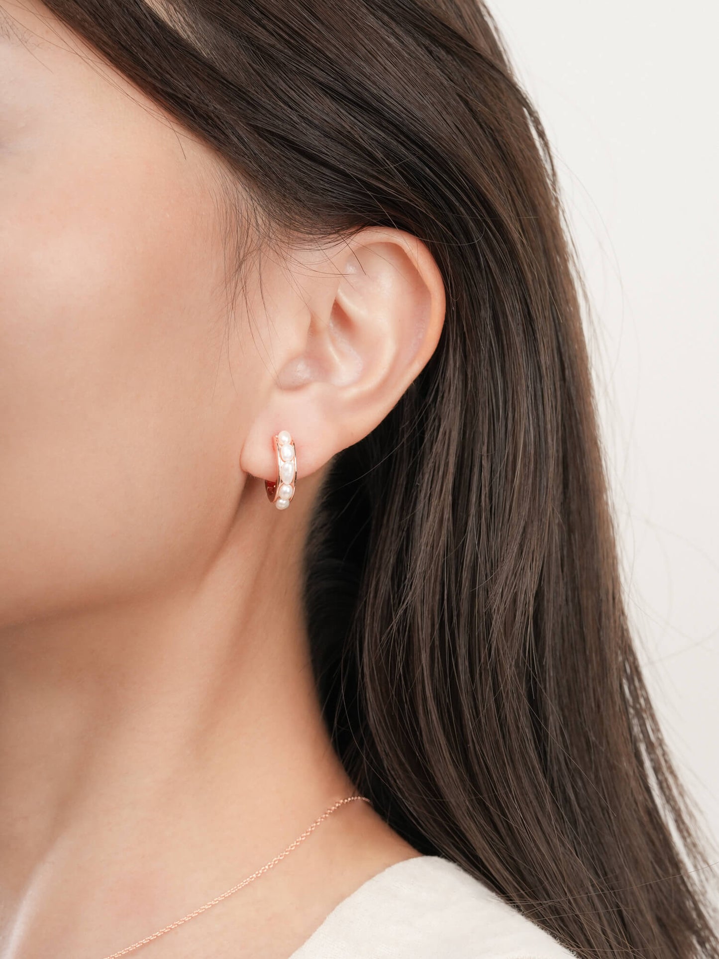 Baroque Pearl Row Huggie Earrings