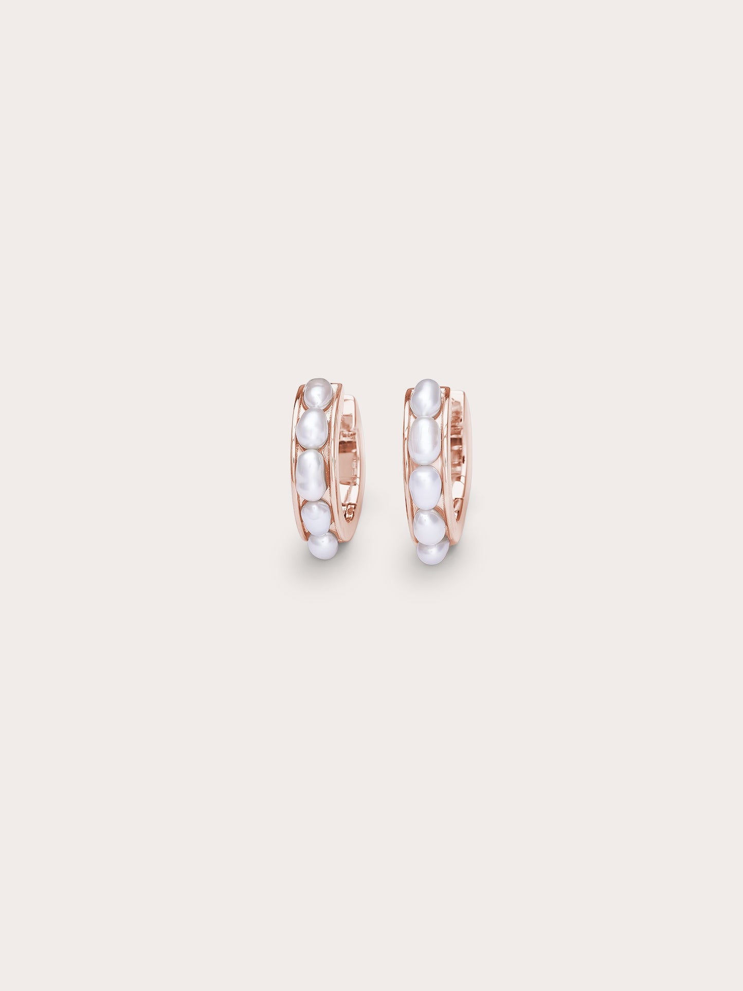 Baroque Pearl Row Huggie Earrings