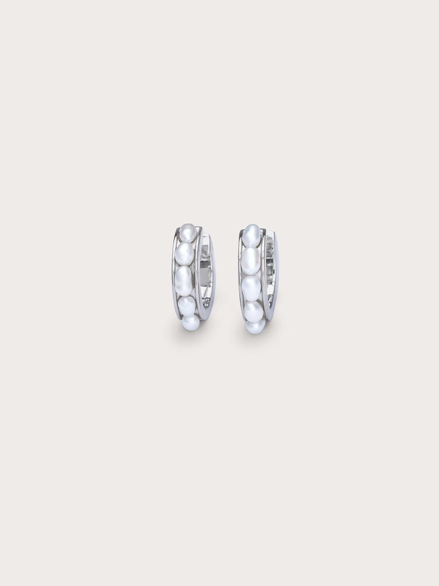 Baroque Pearl Row Huggie Earrings