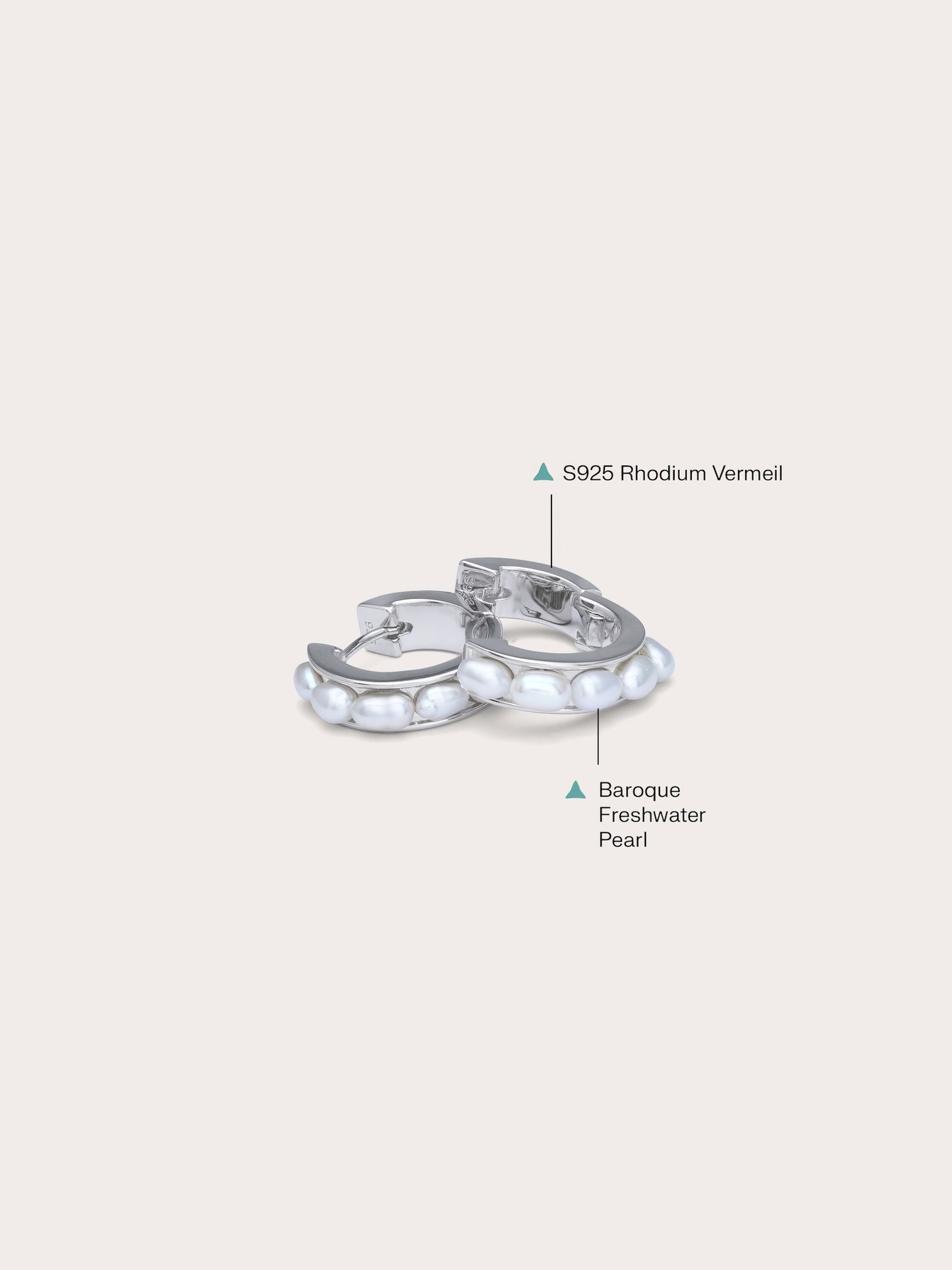 Baroque Pearl Row Huggie Earrings