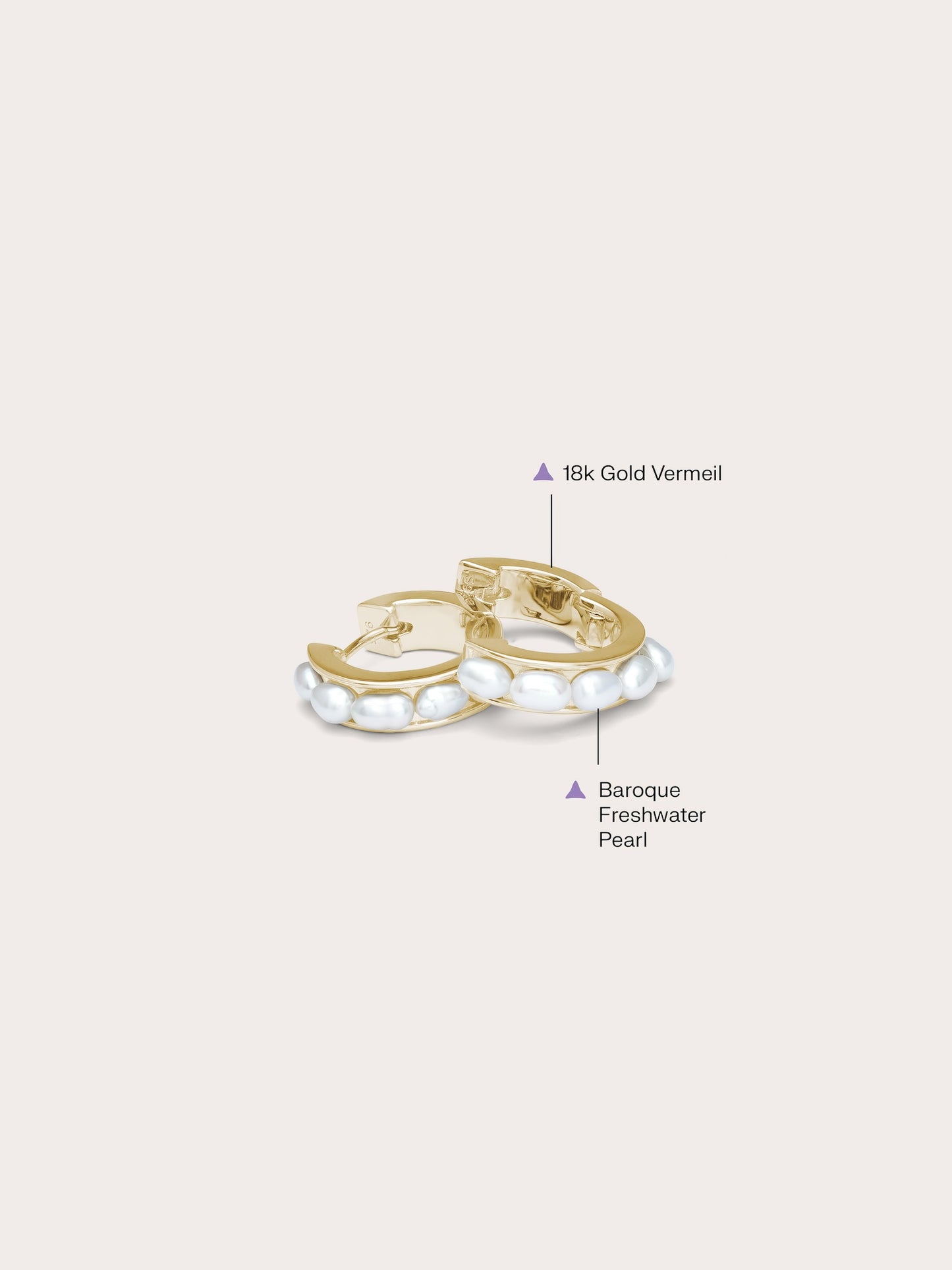Baroque Pearl Row Huggie Earrings
