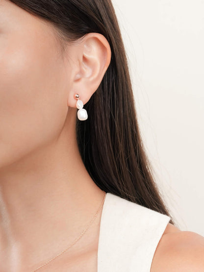 Baroque Pearl Two Way Drop Earrings 18K Rose Gold (2) – Mondays Made Flower & Birthstone Jewelry Singapore
