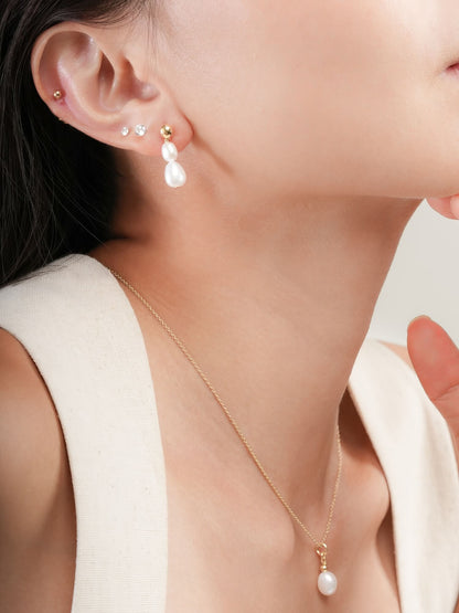 Baroque Pearl Two Way Drop Earrings 18K Gold (3) – Mondays Made Flower & Birthstone Jewelry Singapore