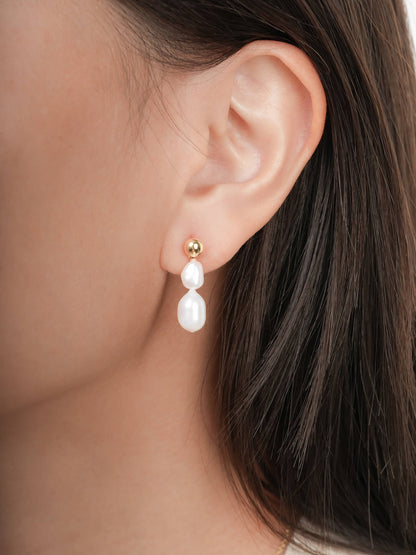 Baroque Pearl Two Way Drop Earrings 18K Gold (4) – Mondays Made Flower & Birthstone Jewelry Singapore