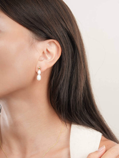 Baroque Pearl Two Way Drop Earrings 18K Gold (1) – Mondays Made Flower & Birthstone Jewelry Singapore
