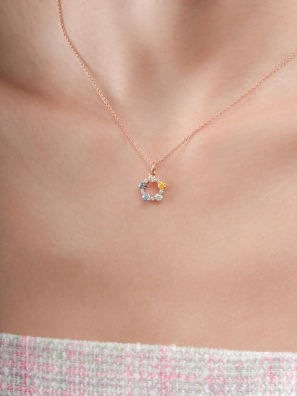 Beachside Moissanite Cluster Necklace 18K Rose Gold (2) – Mondays Made Flower & Birthstone Jewelry Singapore