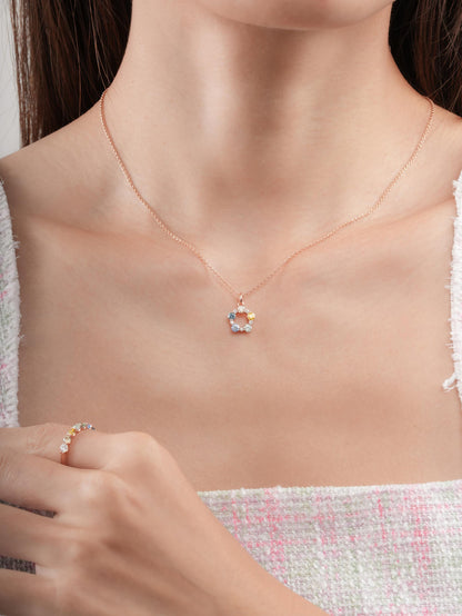Beachside Moissanite Cluster Necklace 18K Rose Gold (3) – Mondays Made Flower & Birthstone Jewelry Singapore