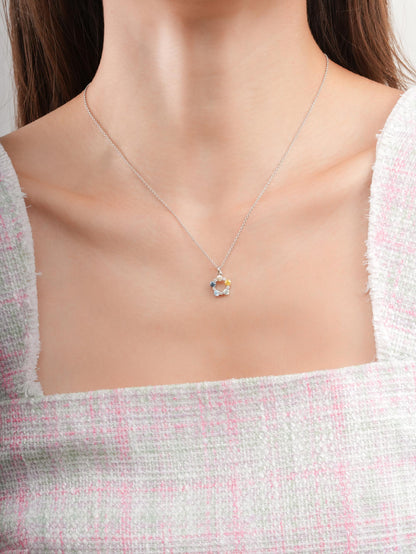 Beachside Moissanite Cluster Necklace S925 Silver Rhodium (2) – Mondays Made Flower & Birthstone Jewelry Singapore