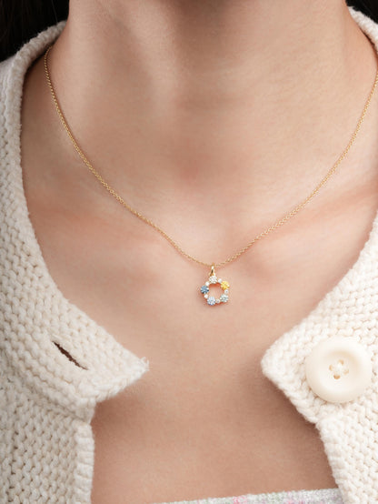 Beachside Moissanite Cluster Necklace 18K Gold (1) – Mondays Made Flower & Birthstone Jewelry Singapore
