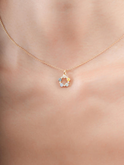 Beachside Moissanite Cluster Necklace 18K Gold (2) – Mondays Made Flower & Birthstone Jewelry Singapore