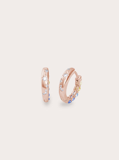 Beachside Moissanite Huggies 18K Rose Gold (2) – Mondays Made Flower & Birthstone Jewelry Singapore