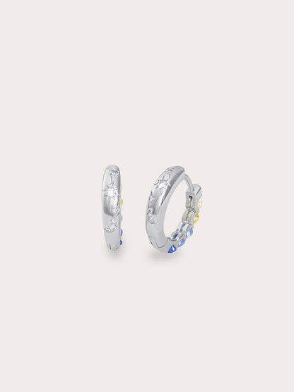 Beachside Moissanite Huggies S925 Silver Rhodium (2) – Mondays Made Flower & Birthstone Jewelry Singapore