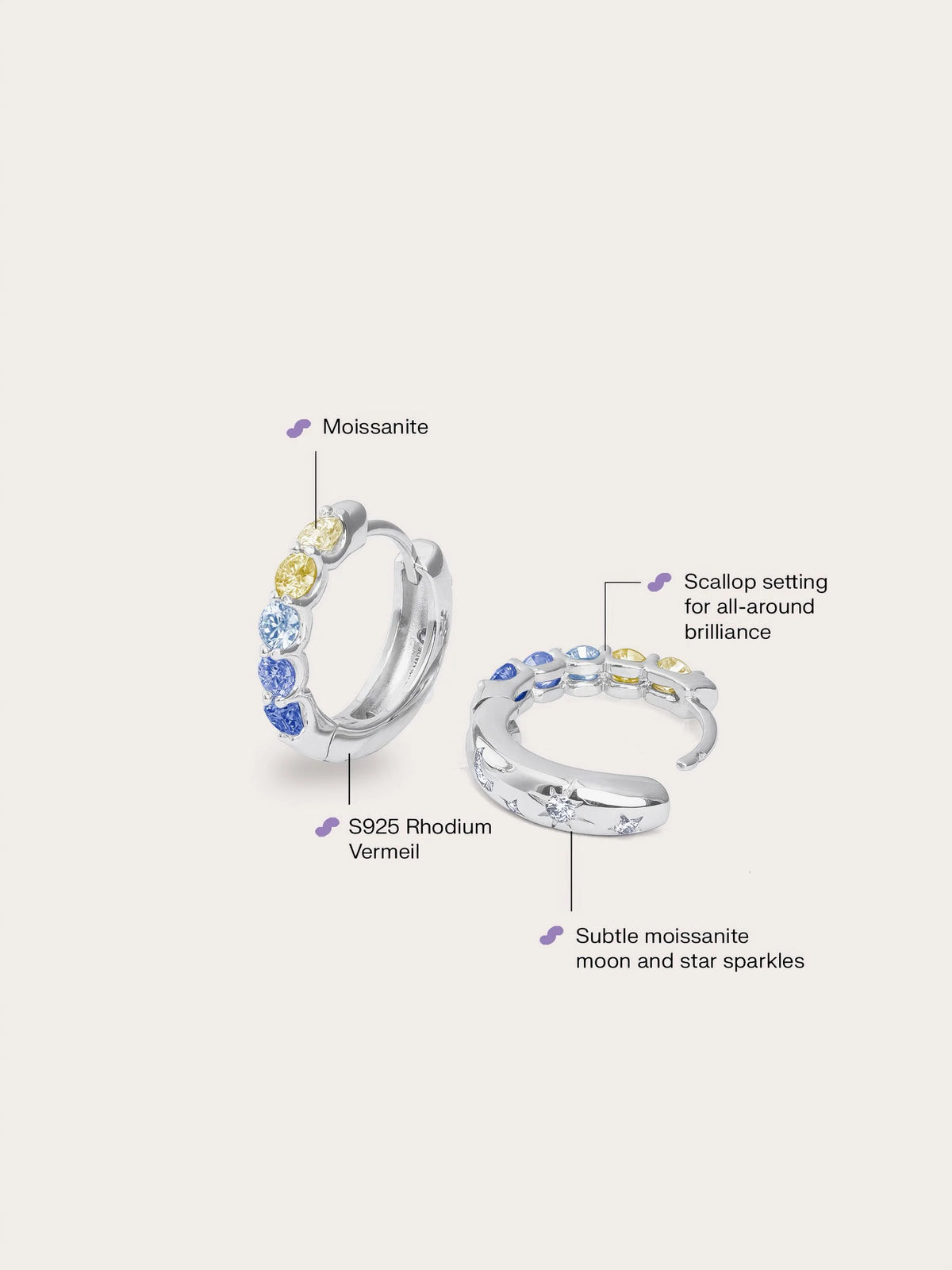Beachside Moissanite Reversible Huggie Earrings