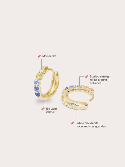 Beachside Moissanite Huggies 18K Gold Up Down – Mondays Made Flower & Birthstone Jewelry Singapore