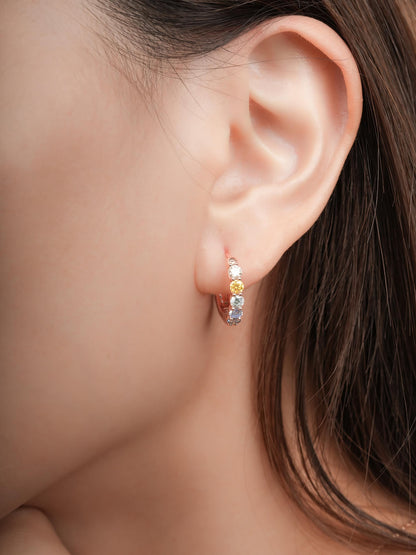 Beachside Moissanite Reversible Huggie Earrings 18K Rose Gold (1) – Mondays Made Flower & Birthstone Jewelry Singapore